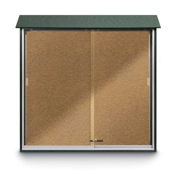 Outdoor Enclosed Combo Board, 72"x36", Bronze Frame/Blue & Cork